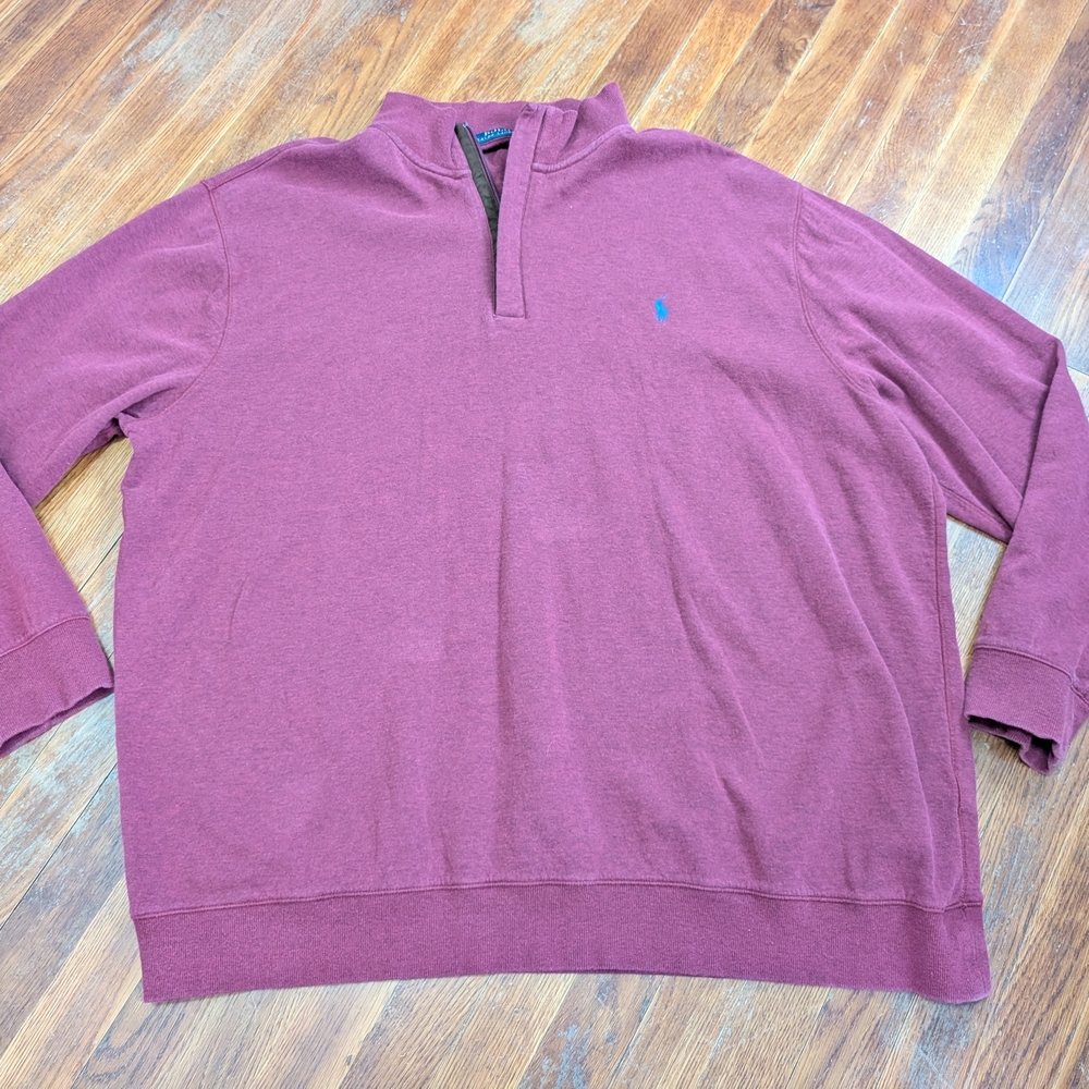 Polo Ralph Lauren Sweater Men 3XT 1/4 Zip Pullover Long Sleeve Pony Maroon